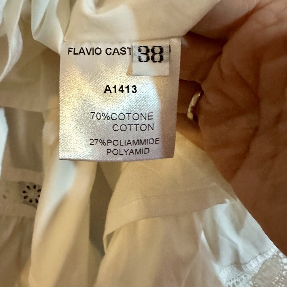 Flavio Castellani Italian White Lace Long Sleeve Dress US size 2 Italy Size 38 - Picture 8 of 16